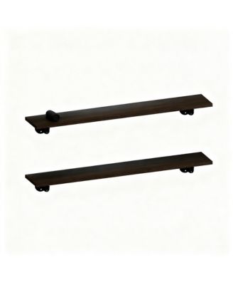 Solid Pine Walnut Floating Shelves: 48" Long, 50lbs Capacity