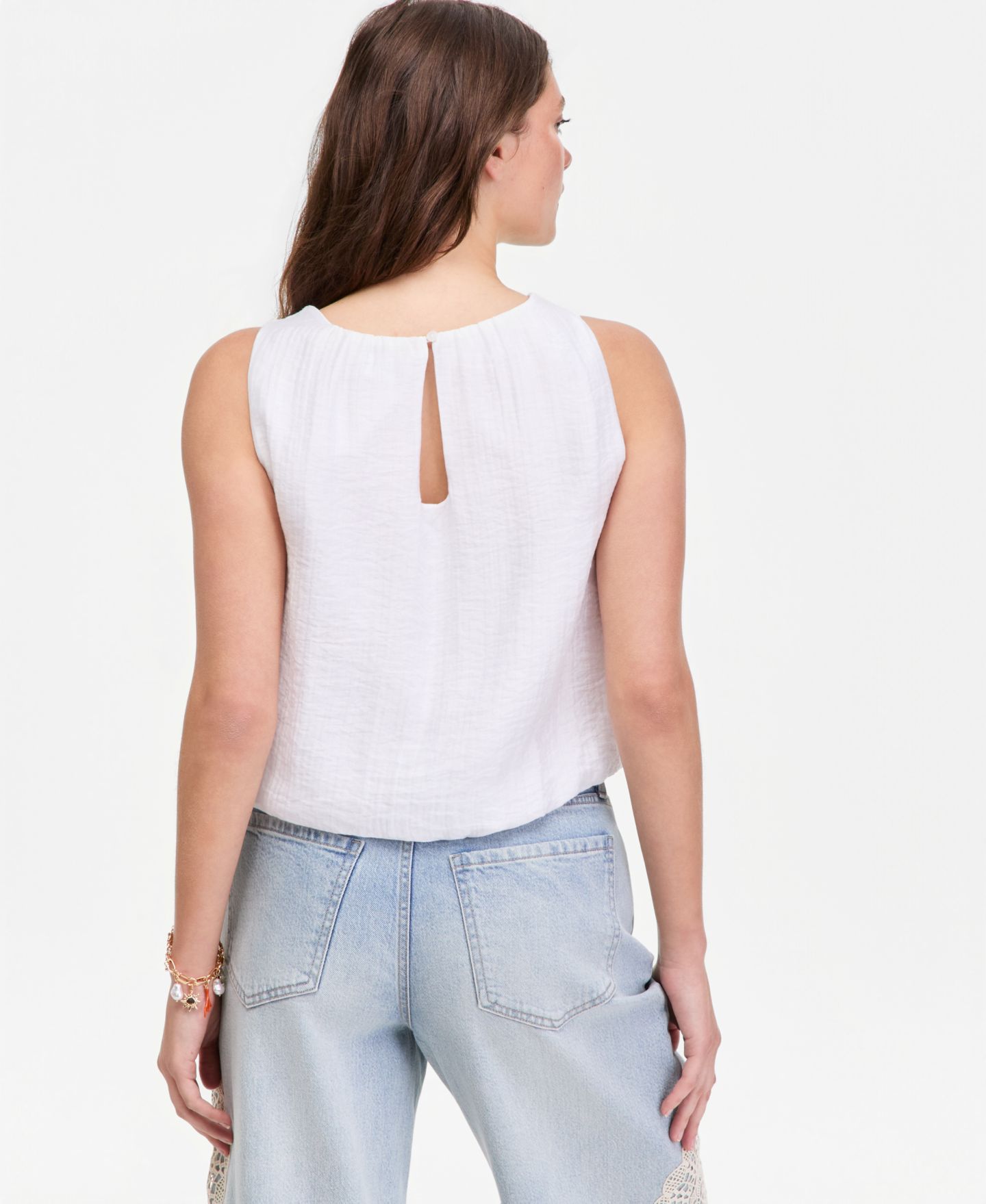 Женский топ On 34th Gauze Cropped Bubble Tank Top, цвет: Яркий белый — фото 2