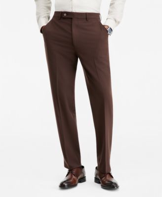 brown dress slacks Sidran Men's Pants exact waist and a flat front styling. Mens Brown Dress Pants -