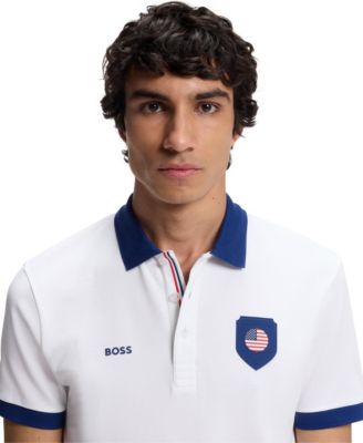 Men's Paddy USA Country Flag Trim Polo Shirt