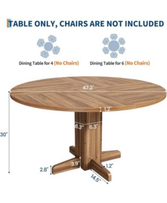 47'' Round Dining Table for 4–6, Wood Kitchen Table with Sturdy Pedestal Base, Farmhouse Walnut Circle Table for Living Room & Apartment