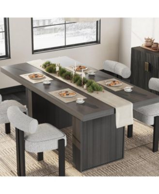 Dining Table with Storage, 70.8" Wood Kitchen Table with Thickened Tabletop and Fluted Legs, Dinner Tables for Kitchen Dining Room