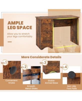 43 in Computer Desk Workstation with 2 Drawers and Integrated Charging Station