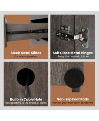 53 in Computer Desk with Power Outlets, 4 Storage Drawers and Adjustable Shelf