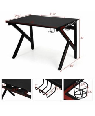 K-Shaped Gaming Desk with Cup Holder and Headphone Hook