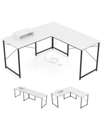 95 in 2-Person L-Shaped Reversible Computer Desk with Monitor Stand