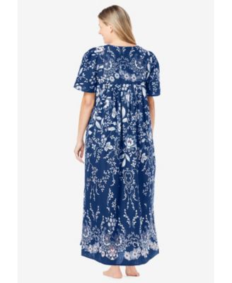 Petite Plus Only Necessities Bib-Front Short Sleeve Maxi Lounger