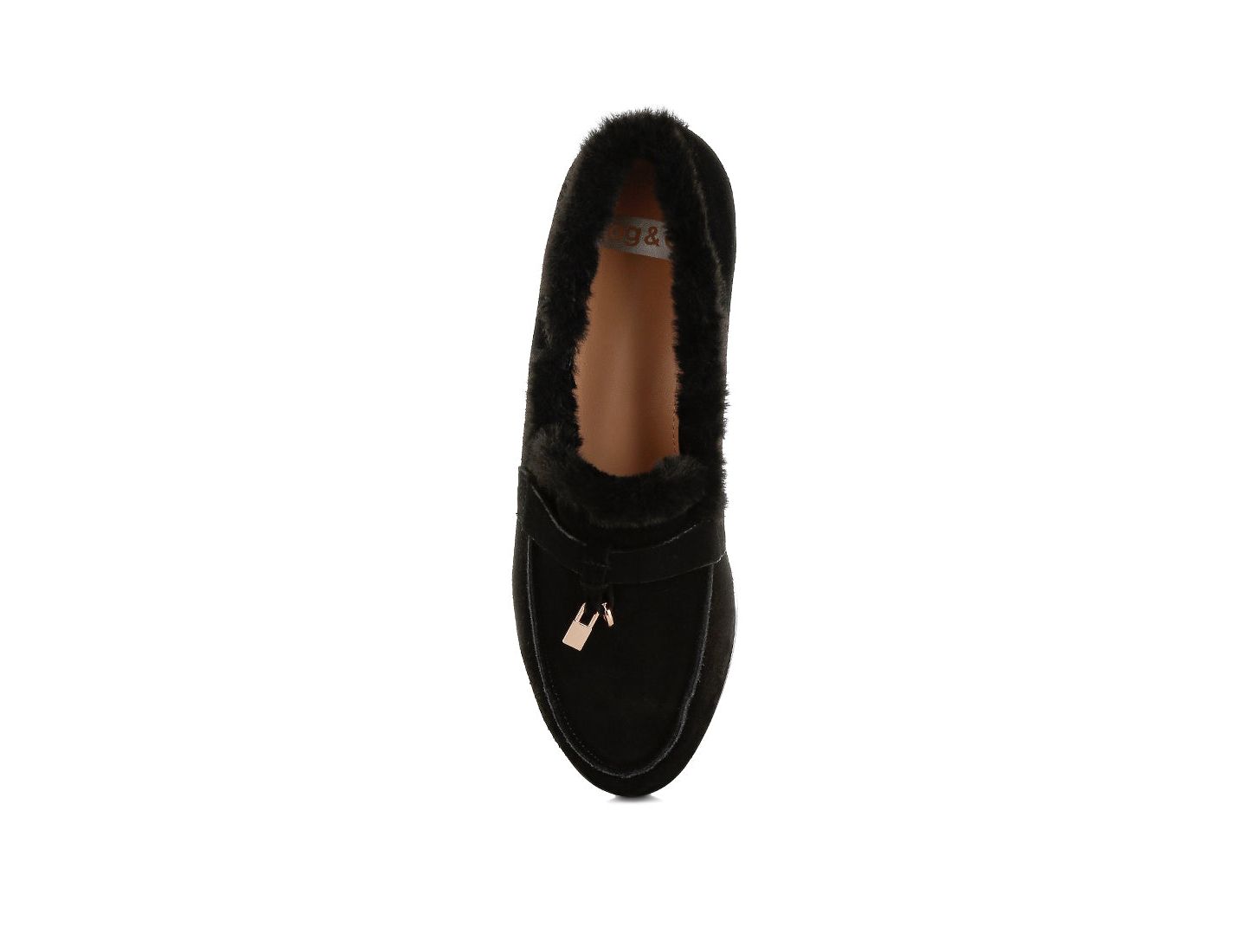 Женские туфли Rag & Co Ohrid Suede and Faux Fur Flat, цвет: Чёрный замшевый кожаный — фото 7