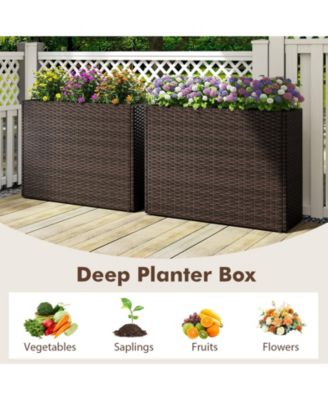 24 in Tall Raised Garden Bed with Wicker Design and Liner