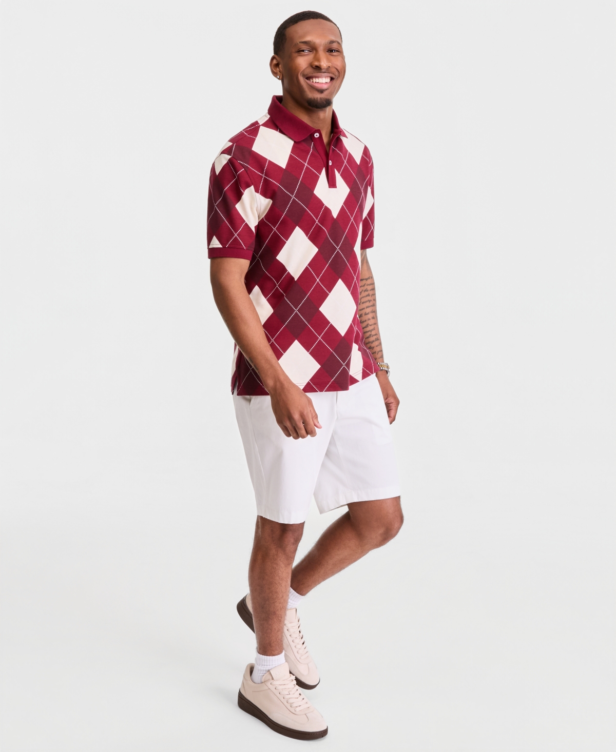 Club Room Men's Argyle Polo Shirt, Macy's Exclusive - Collegiate