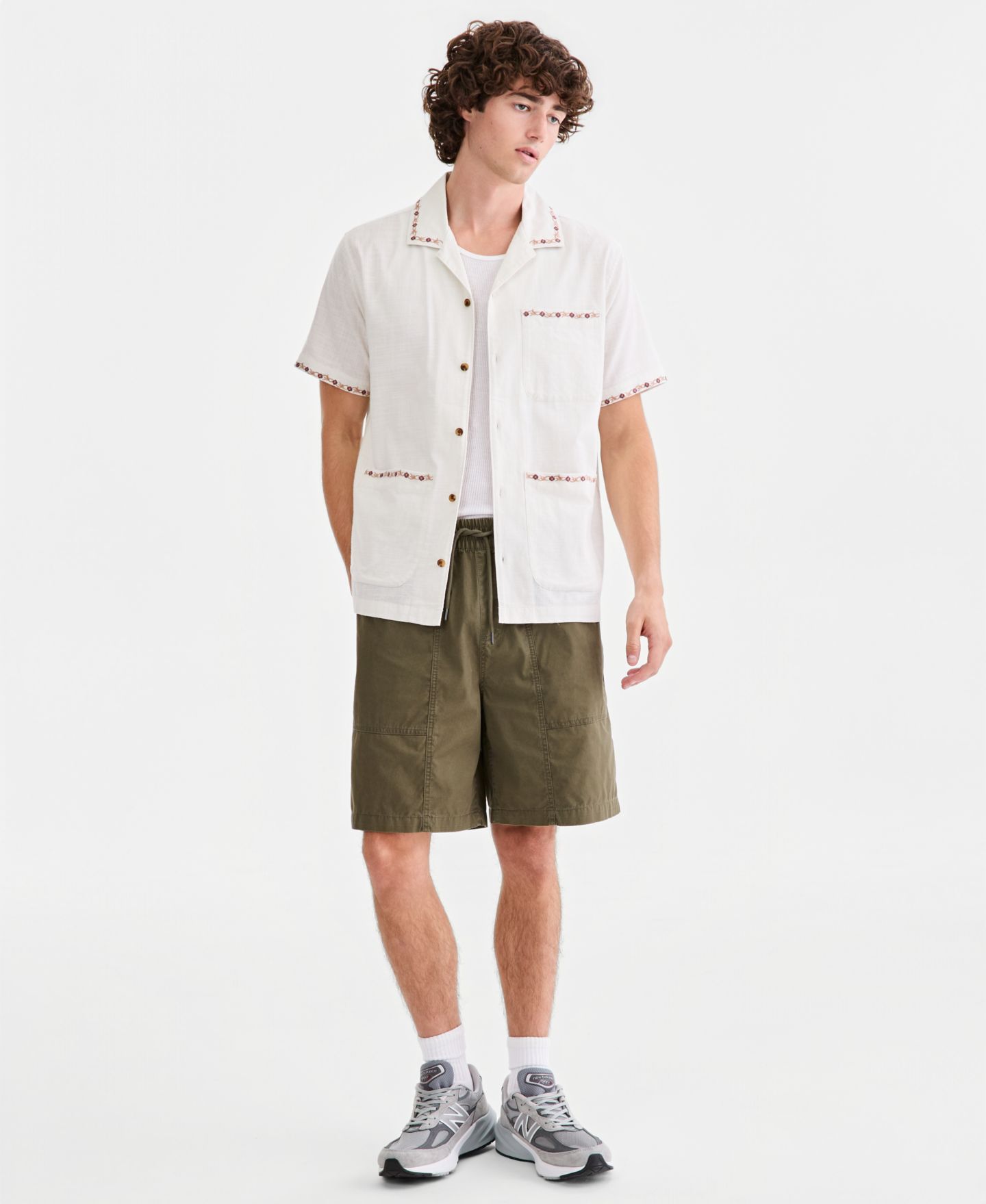 Мужская рубашка Sun + Stone Rodrigo Short-Sleeve Camp, цвет: Vintage Wh — фото 3