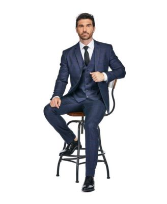Men's 3 Piece Slim Fit Tailored Check Suit