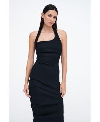 macy's black halter dress INC Macy's Women's Black High Neck Halter be bold Dress bodycon size small  new