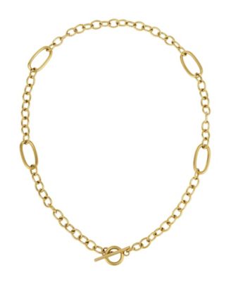 Tarnish Resistant Gold Mixed Link Toggle Necklace