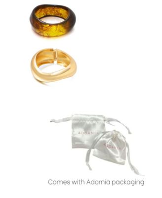 Gold Chunky Brown and Gold Bangle Bracelet Set