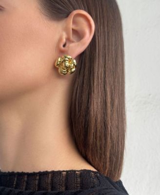 Gold Camellia Stud Earrings