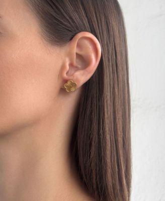 Tarnish Resistant Gold 5-Leaf Clover Stud Earrings