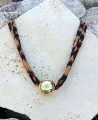 Gold Ball on Leopard Print Adjustable Necklace