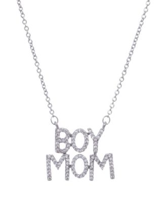 CZ Silver Boymom Pendant Necklace