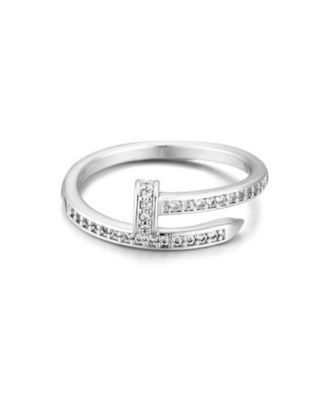 CZ Silver Nail Band Ring