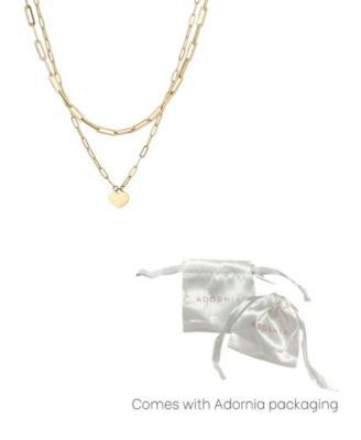 Gold Layered Heart Paperclip Chain Necklace Set