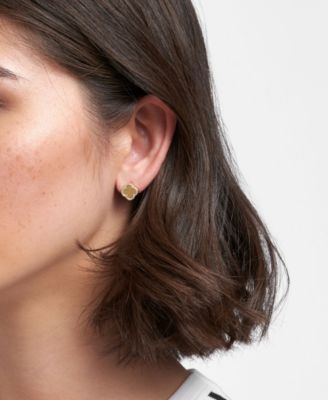 Cubic Zirconia Gold 2-Piece Halo Clover Necklace and Earrings Set