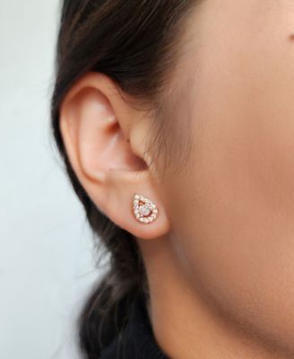 Crystal Rose Gold 2-Piece Halo Earring Set
