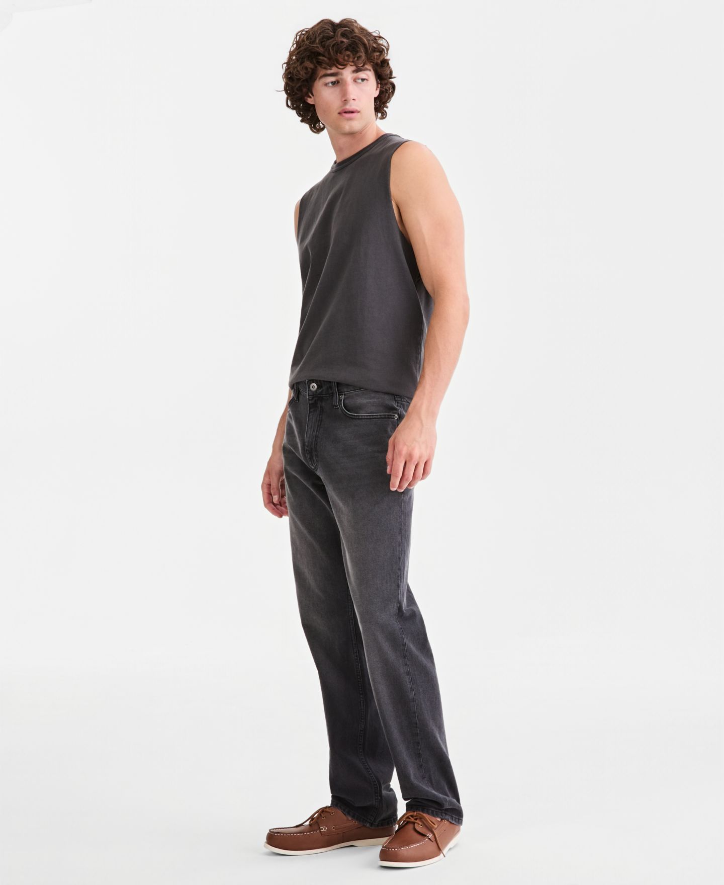 Мужские джинсы Sun + Stone Cove Wash Straight-Fit, цвет: Варёный — фото 6