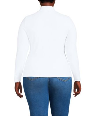 Plus Size Drapey Rib Skimming Long Sleeve Mock Neck