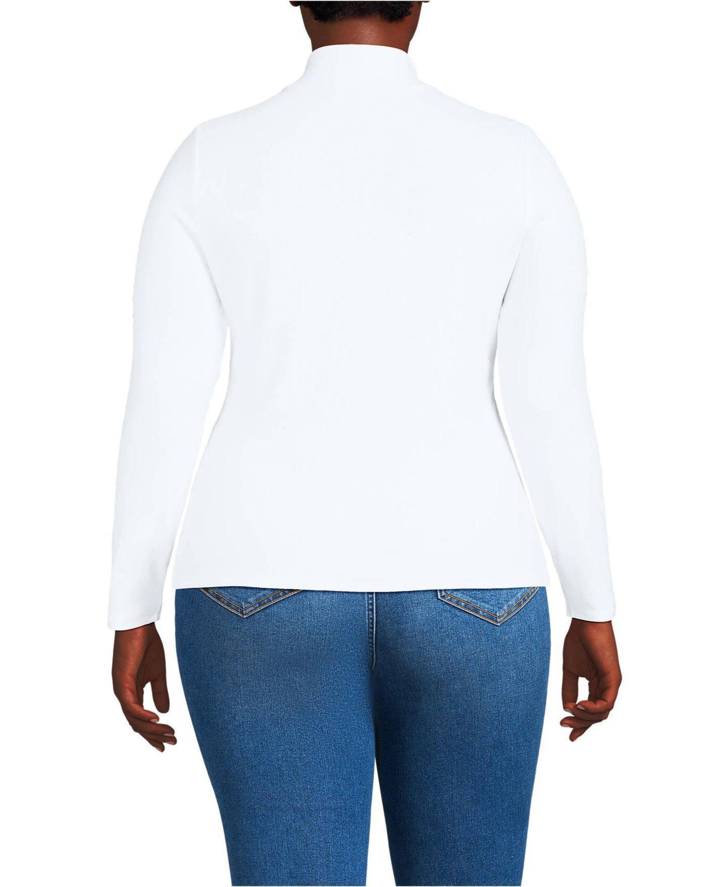 Женский топ Lands' End Plus Size Drapey Rib Skimming Long Sleeve Mock Neck, цвет: Белый — фото 2