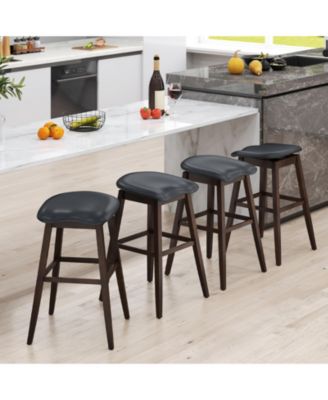 Set of 2 Swivel Bar Stools 31'' Bar Chairs w/ Padded Contoured Seat and Footrest