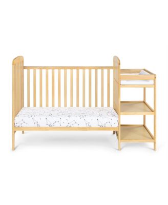 2 in 1 Crib and Changing Table Combo Natural Solid Wood Converts to Toddler Bed