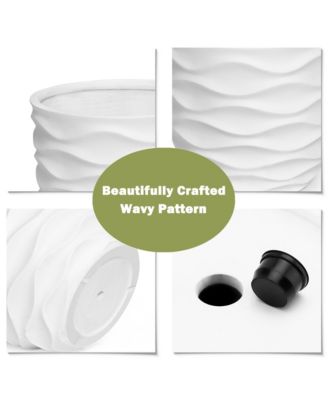 13.4-Inch Round Waves MgO Planter