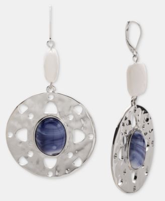 Silver-Tone Stone Drop Earrings