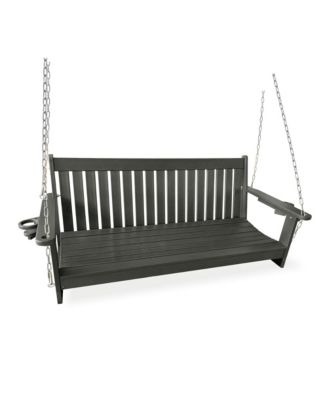 3-Seater HDPE Porch Swing 5 FT Bench Swing with Foldable Cup Holders