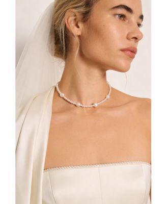 2-Pc. Set Handcrafted Freshwater Pearl Necklace and Earrings Gift Set in -Plated Finish