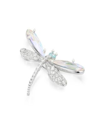 Ariana Grande x Pendant and Brooch, Crystal Pearl, Mixed Cuts, Dragonfly, White, Rhodium Plated