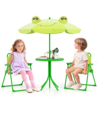 4 Piece Kids Picnic Set with Folding Chairs and Umbrella