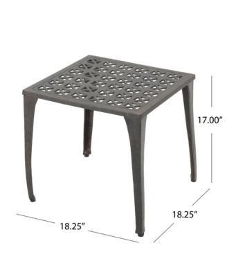 18" Cast Aluminum Side Table Square Outdoor Accent End Table