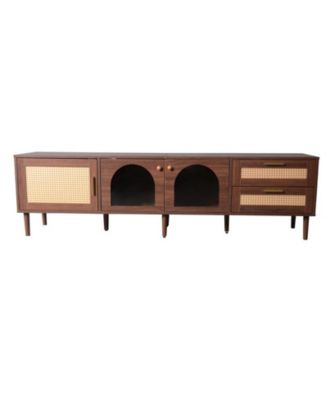 70 inch TV Stand for TVs up to 80" with App Controlled LED Lights, 2 Drawers & Glass Door Storage, Modern Media Console for Living Room