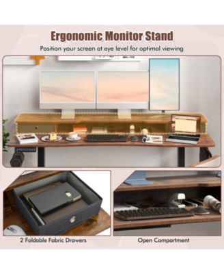 Height Adjustable Electric Standing Desk with 2 Drawers
