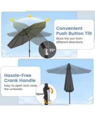 Solar Patio Umbrella with Flowing LED Lights and Tilt