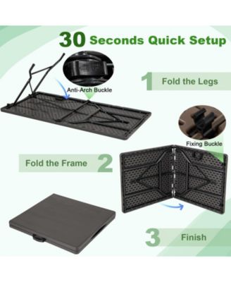 5 ft Folding Picnic Table with Wood Grain HDPE Top and Non Slip Pads