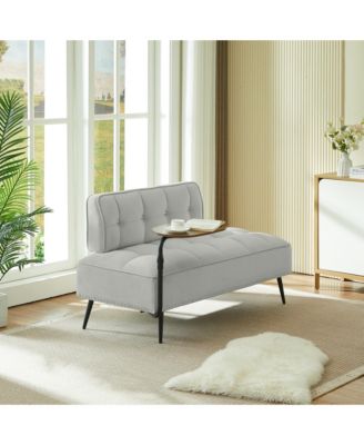 Loveseat Sofa - 54" Velvet Upholstered 2-Seater Couch with Rotating Side Table and Memory Foam for Living Room, Bedroom