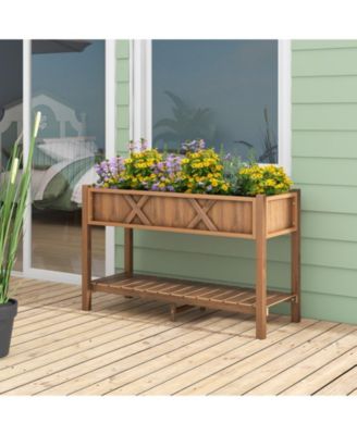 Poly Wood Elevated Planter Box with Legs Shelf and Drainage