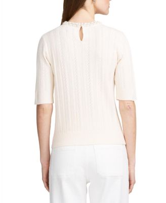 Women's Fine Gauge Embellished Neck Top