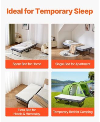 Rollaway Bed, 31" x 75", Foldable Bed with 4" Mattress, for Adults and Guests