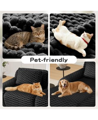 Contemporary 82" Modular Sofa, Flannelette Upholstered 2-Seater Couch with Deep Seat and Anti-Slip Design for Living Room