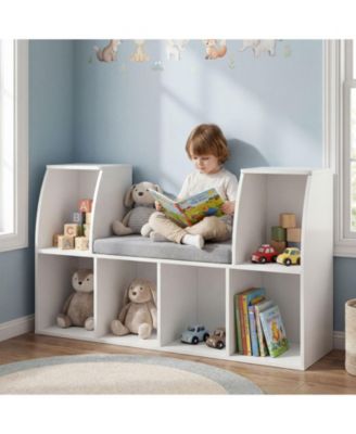 40 in Kids Bookshelf with Reading Nook and Six Open Cubes