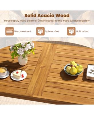 Acacia Wood Rectangular Dining Table for Six People